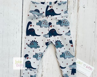 Valentine's Day baby pants, toddler pants, Valentine’s dinosaur