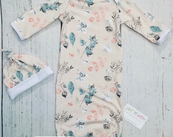 Conjunto de camisón para bebé, unisex, conjunto para salir del hospital, hojas