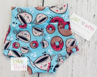 Coffee & donuts bummies, baby shorts, toddler shorts, summer shorts, girls bummy shorts,