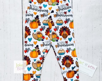Thanksgiving baby pants, toddler pants, turkey and pies