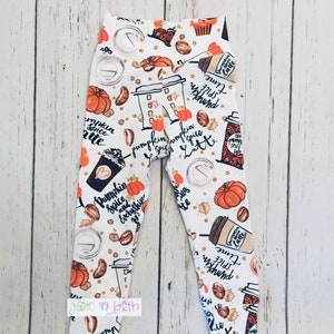 Pumpkin spice latte baby pants, toddler pants, fall leggings