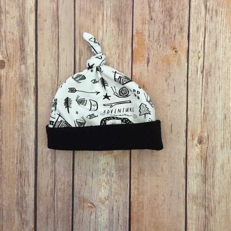 knot hat and no scratch mittens outdoor adventure Baby gown newborn set neutral