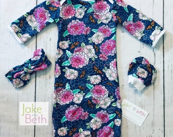 Vestido de bebé, conjunto para niña, ropa para recién nacida, conjunto para llevar a casa, regalo para baby shower, flores y mariposas