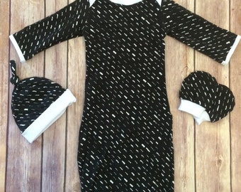 Conjunto para bebé blanco y negro, moderno conjunto unisex para recién nacido, ropa para llevar a casa