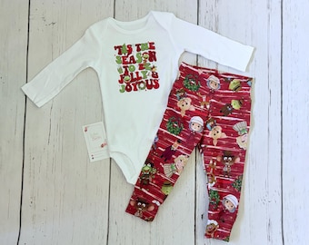 Conjunto navideño para bebé, conjunto de pantalón y body, conjunto para la salida del hospital, regalo para baby shower, villancico, primera Navidad