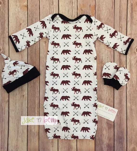 buffalo plaid baby gown