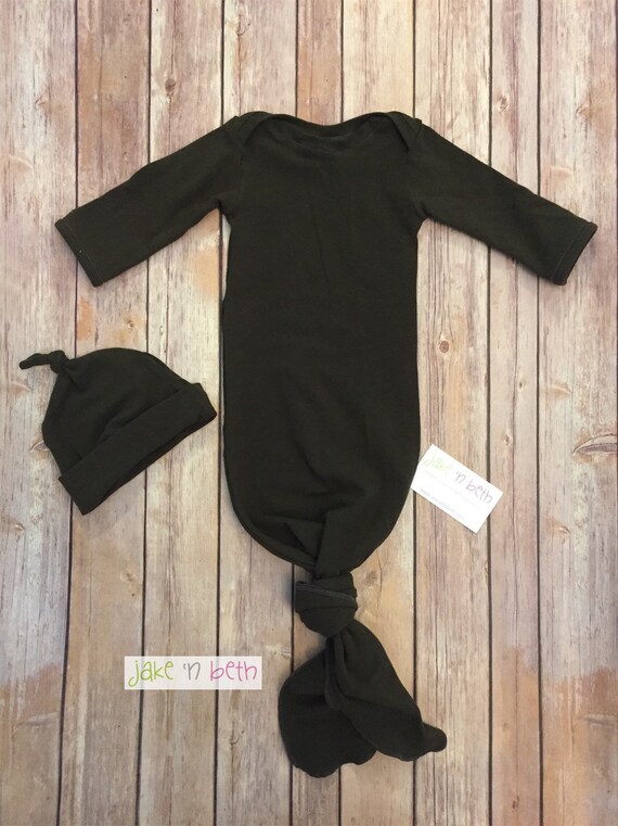 knotted baby gown and hat