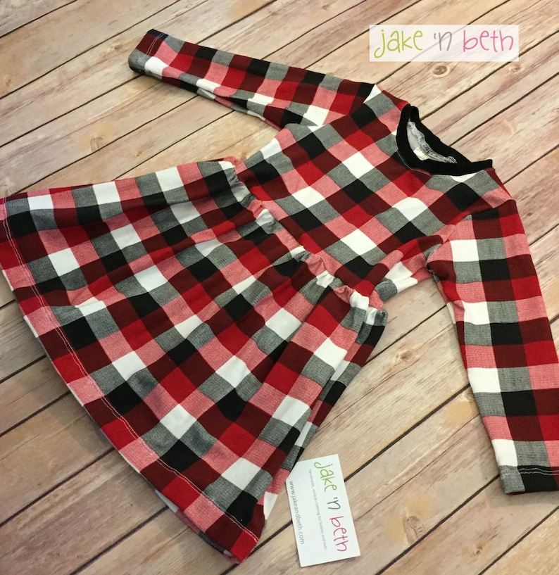 Girls casual Christmas holiday dress Buffalo Plaid Dress