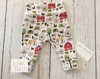 Tractor baby pants, toddler pants, green tractors, farm baby