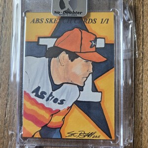 Nolan Ryan Houston Astros Artist Trading Card 2011 by artist Stephen Burkett ABS MLB Hall of Fame Pitcher