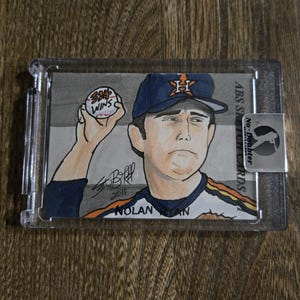 Nolan Ryan Pitching Houston Astros 324 Wins Artist Trading Card by Stephen Burkett 2011 MLB Hall of Fame