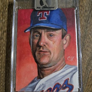 RARE Nolan Ryan Artist Trading Card by late Topps artist Chris Henderson Texas Rangers MLB Hall of Fame
