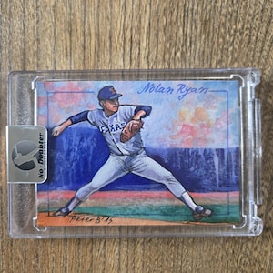 Nolan Ryan Pitching Texas Rangers Artist Trading Card by Peter Bajlekov Jr. 2015 MLB Hall of Fame