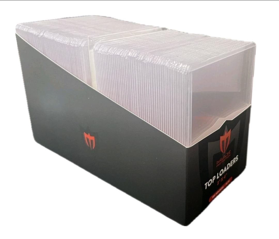 what about some top loader singular card sleeves Amazon.com: Top Loader Sleeves 100 Pack, Penny Sleeves for Top Loaders  Trading Card Ultra Protection for Pro Collector (100Pack) : Toys & Games