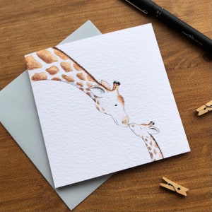 Welcome to the world card | Watercolour Giraffe | Hello little one | New baby | Personalised Greeting | Angel baby | Mothers Day
