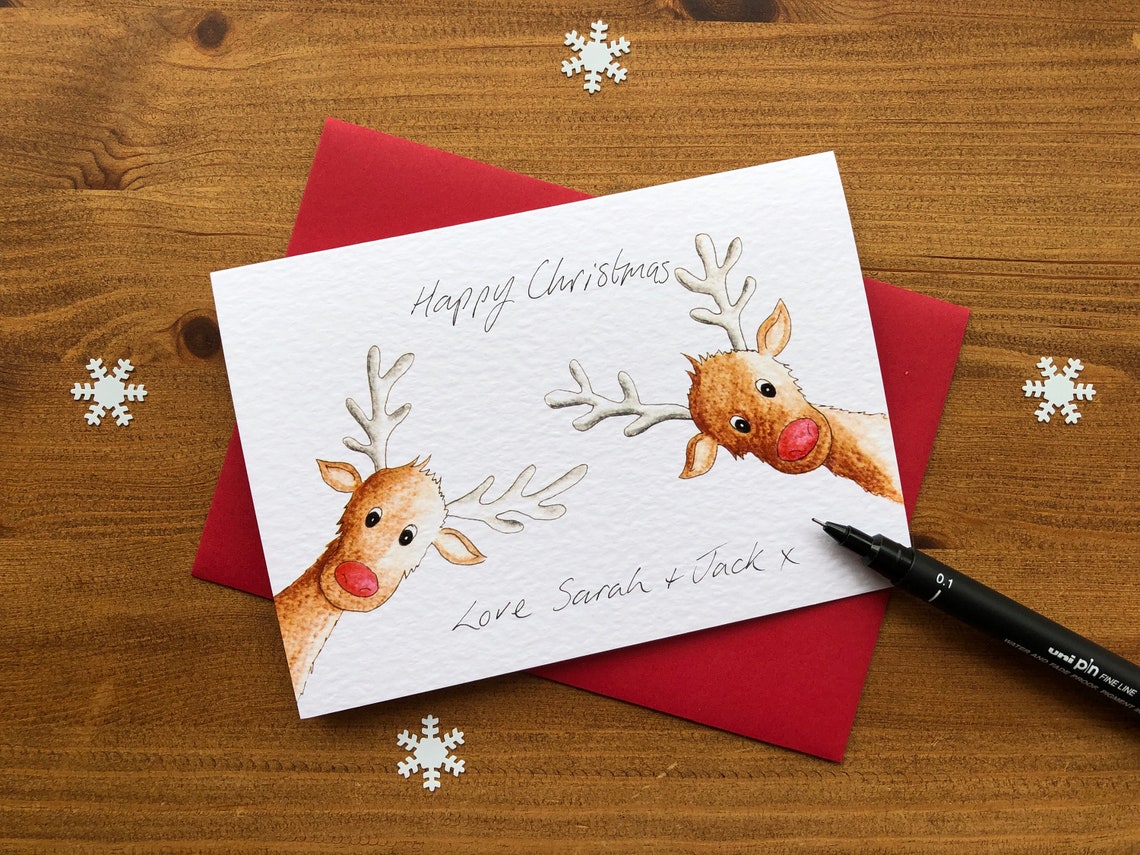 Personalised Christmas Cards. Family of Reindeers. Your Personal ...