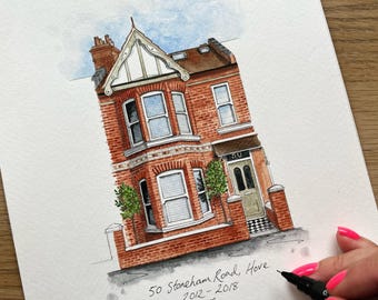 Personalised House Portrait | Venue portrait | Hand drawn & painted watercolour | Original painting | New home gift | Mothers Day