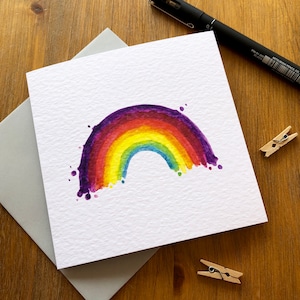 Rainbow card | Watercolour rainbow | Thank you | Thinking of you | Miss you | Rainbow bridge | Childrens | Birthday | Pet loss | Bereavement