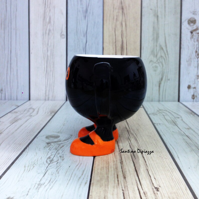 Funny Face Coffee Mug Black Orange Tea Cup Unique Coffee Etsy