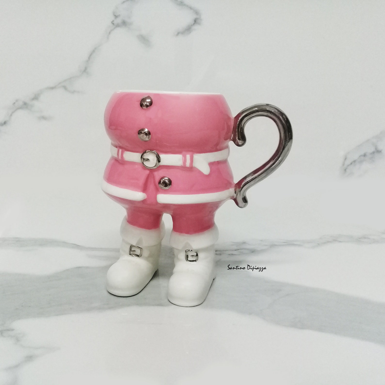 Pink Santa Claus Mug Christmas Coffee Mug Walking Pottery Etsy