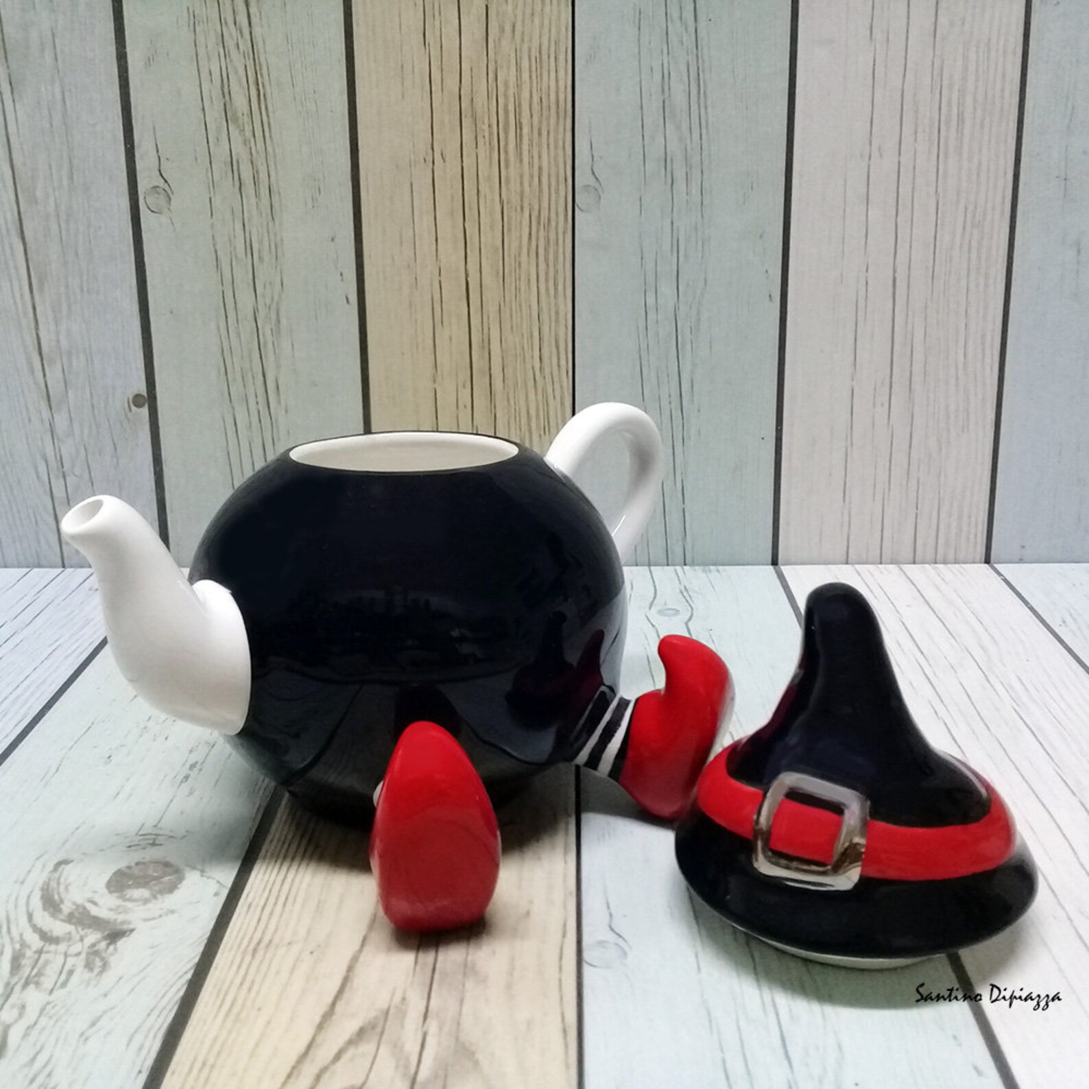 Wicked Witch Teapot Wizard of Oz Walking Pottery Black Etsy