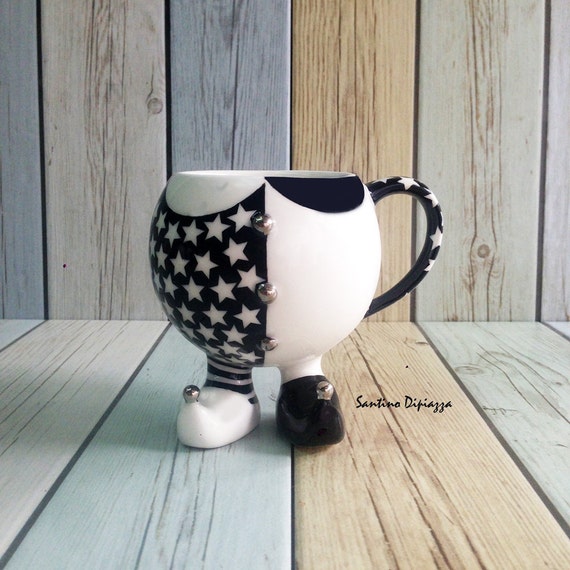 Walking Pottery Tea Cup, Coffee Mug On Legs, Funny Gifts, White Ceramic, Quirky Running Cup, Cute Design, Whimsical Ware, Multi Coloured Walking Pottery Tea Cup, Coffee Mug On Legs, Funny Gifts, White Ceramic, Quirky Running Cup, Cute Design, Whimsical Ware, Multi Coloured