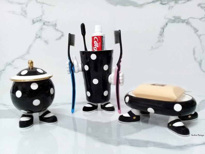 Polka Dot Toothbrush Holder Novelty Toothpaste Cup Etsy