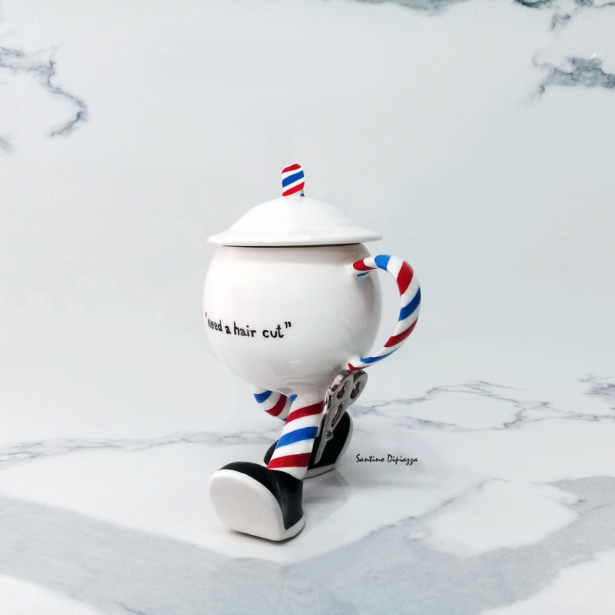 Walking Barber Tea Cup Personalized Barber Mug Barber Shop Etsy