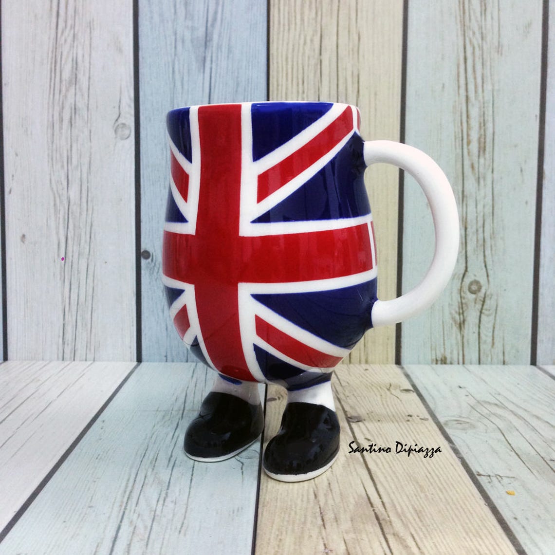 British Flag Coffee Mug Walking Pottery Union Jack Tea Cup Etsy