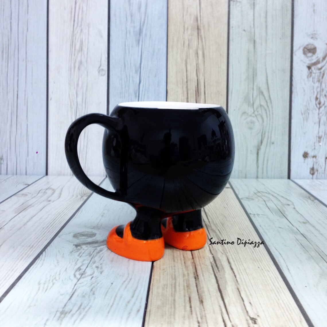 Funny Face Coffee Mug Black Orange Tea Cup Unique Coffee Etsy