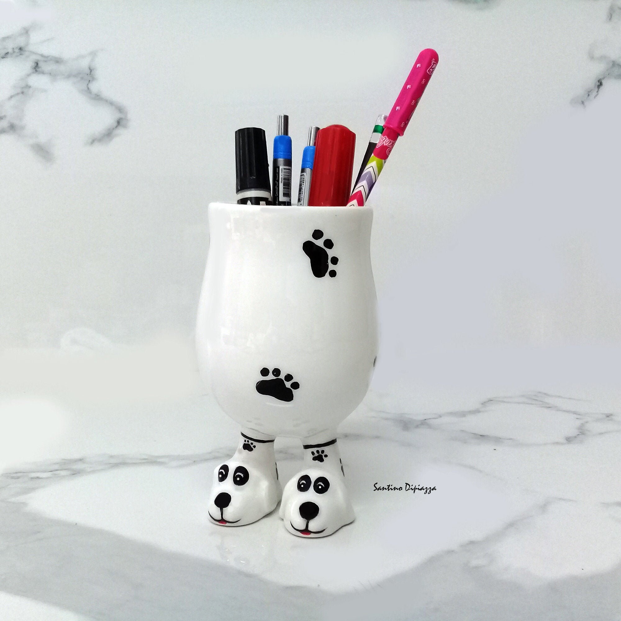 Dog Pencil Holder Ceramic Pen Organizer Desk Organizer Etsy