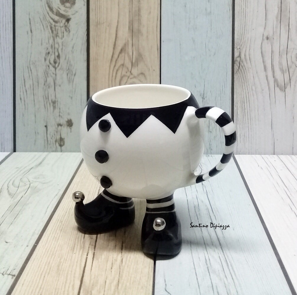 The Jester Tea Cup Walking Pottery Ware Tea Cup With Legs Etsy