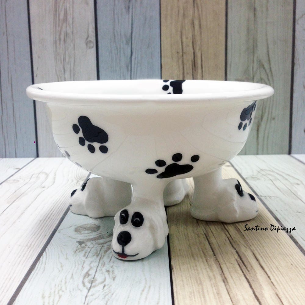 Elevated Small Dog Bowl Walking Pottery Puppy Pet Dish Etsy