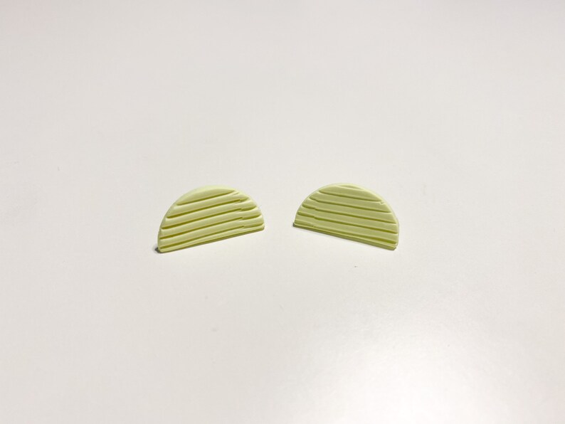 Hypoallergenic Minimalistic Textured Half Circle Polymer Clay Stud Earring Lightweight The Claire Stud in Lemon Ice