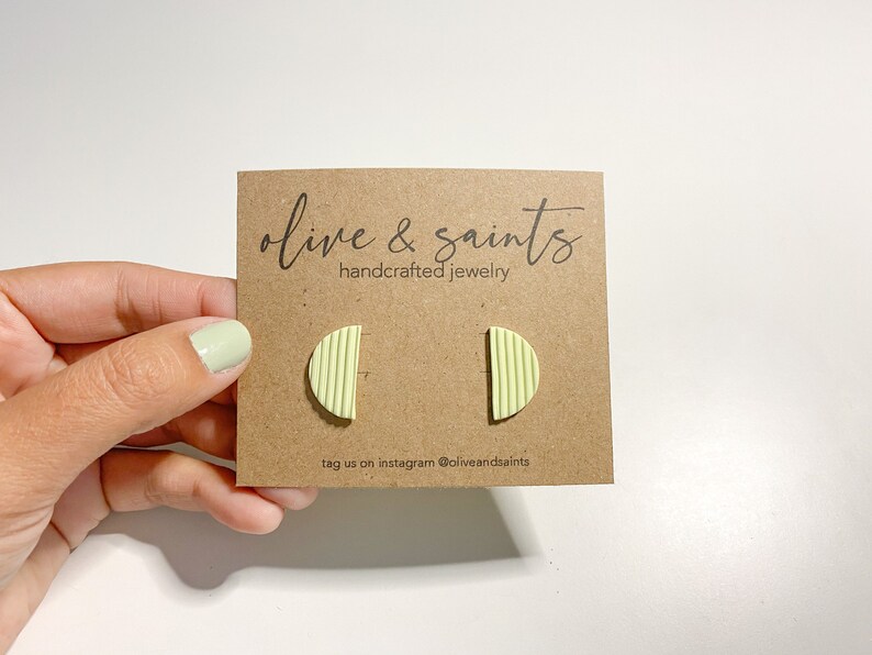 Hypoallergenic Minimalistic Textured Half Circle Polymer Clay Stud Earring Lightweight The Claire Stud in Lemon Ice