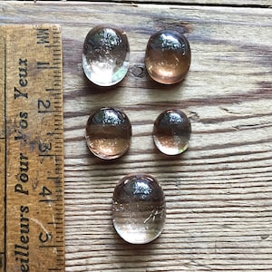 Natural topaz cabochons parcel, bicolor topaz gemstone cabochons mix shapes and sizes, 5 pieces, 45.75ct.
