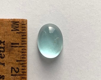 Natural pale silky blue aquamarine oval cabochon 5.35ct