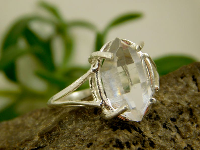 Herkimer Diamond RING Quartz Crystal Sterling Silver Size 6 Ring Natural Uncut Double Terminated Yoga Meditation Healing Crystal Necklace