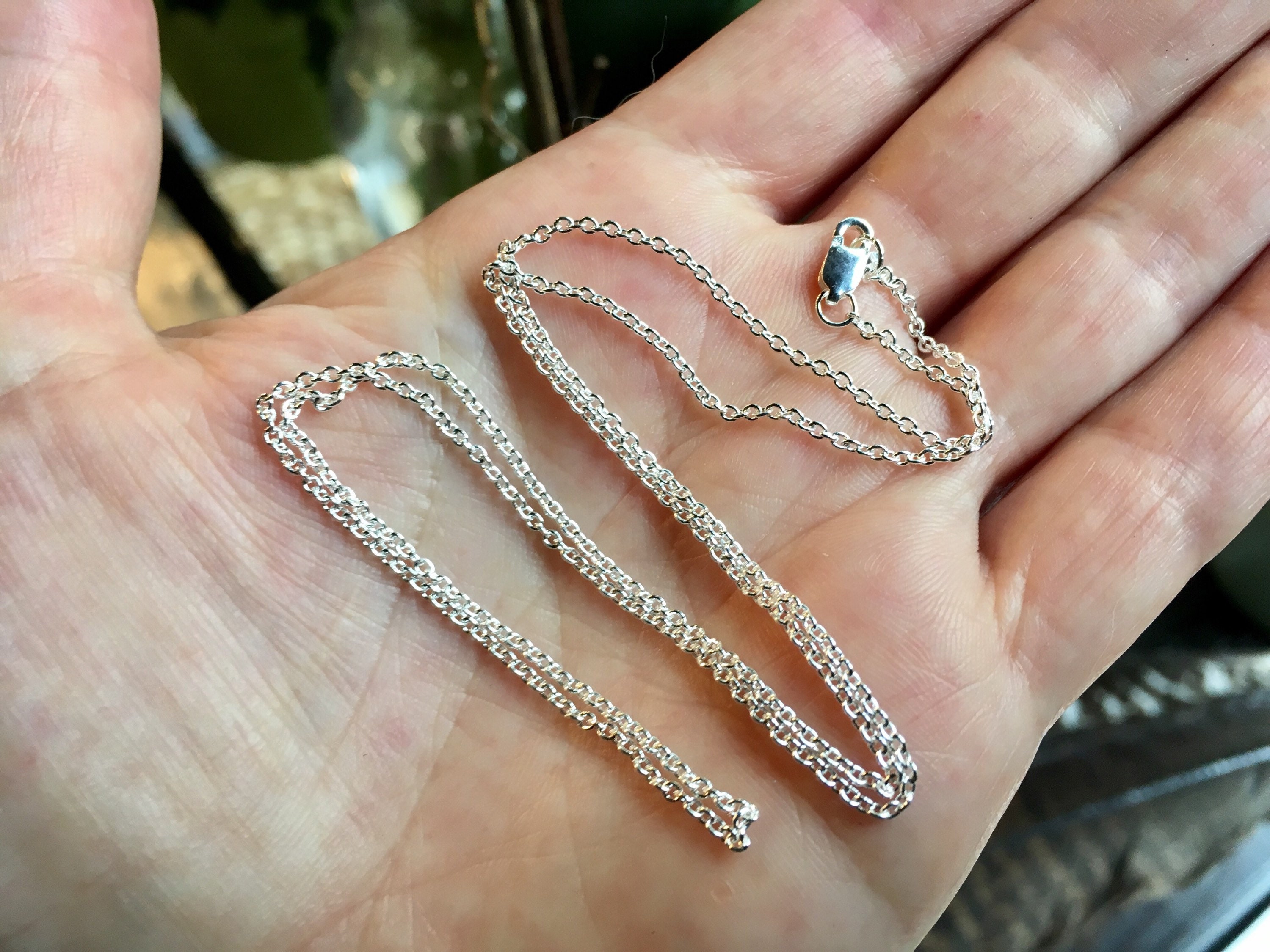 1.5mm Cable Chain Necklace, Recycled Sterling Silver