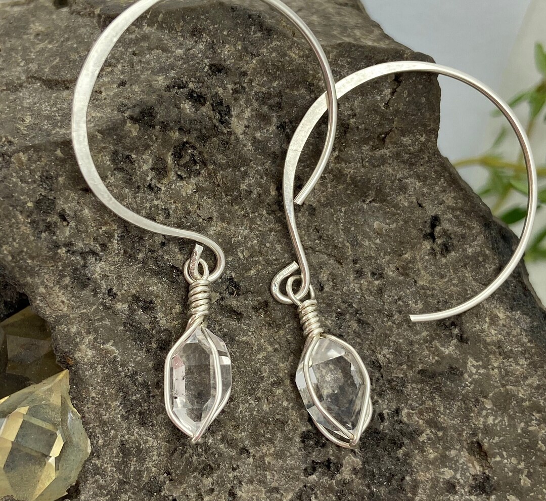 Herkimer Diamond Hammered Open HOOP Earrings A Grade Clear NY Natural ...
