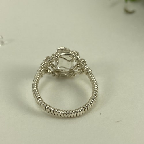 Herkimer Diamond Ring Size 7 Natural AA Grade Double Terminated Quartz Crystal Sterling shops Silver Wire Wrapped Ring