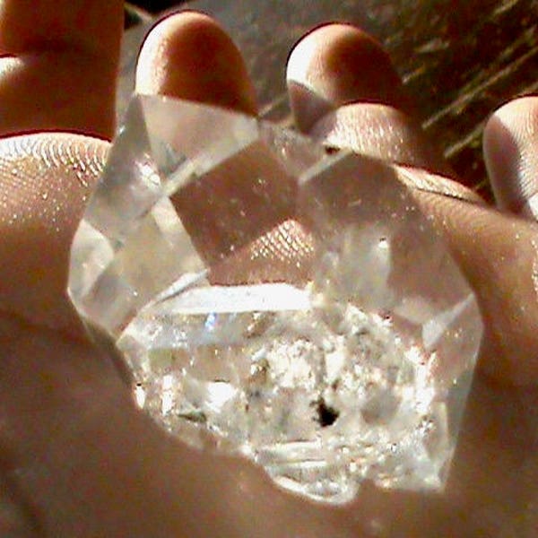 NY Herkimer Diamond Quartz Crystal with RAINBOW - Natural Uncut Clear Double Terminated Crystal
