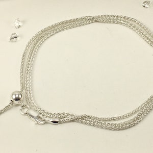 22&quot; Sterling Silver Fully Adjustable Slider Chain 1.3mm Wheat Style  Chain with Lobster Claw Clasp