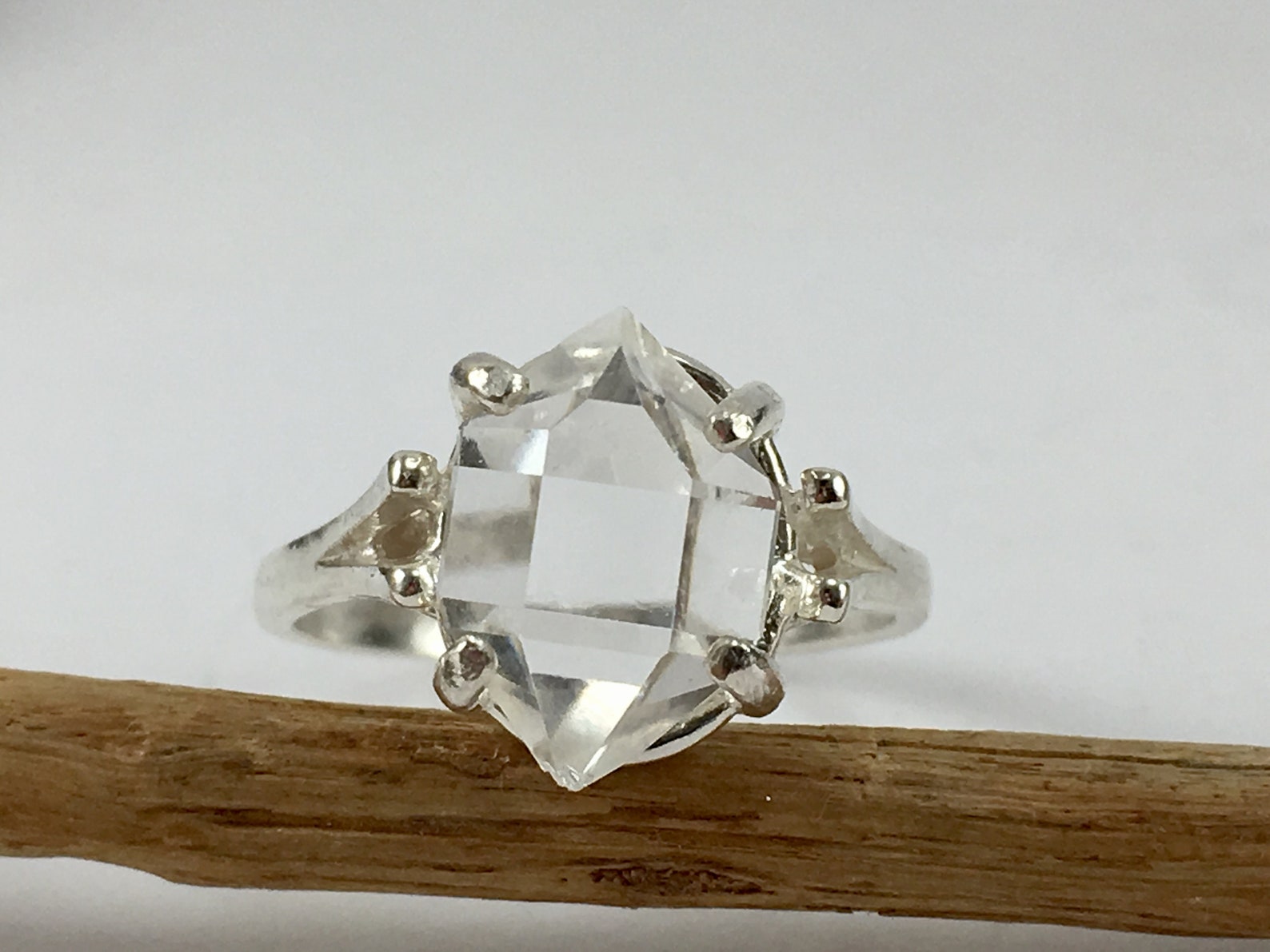 Herkimer Diamond Crystal Ring Size 7 Sterling Silver 8x11 mm Etsy