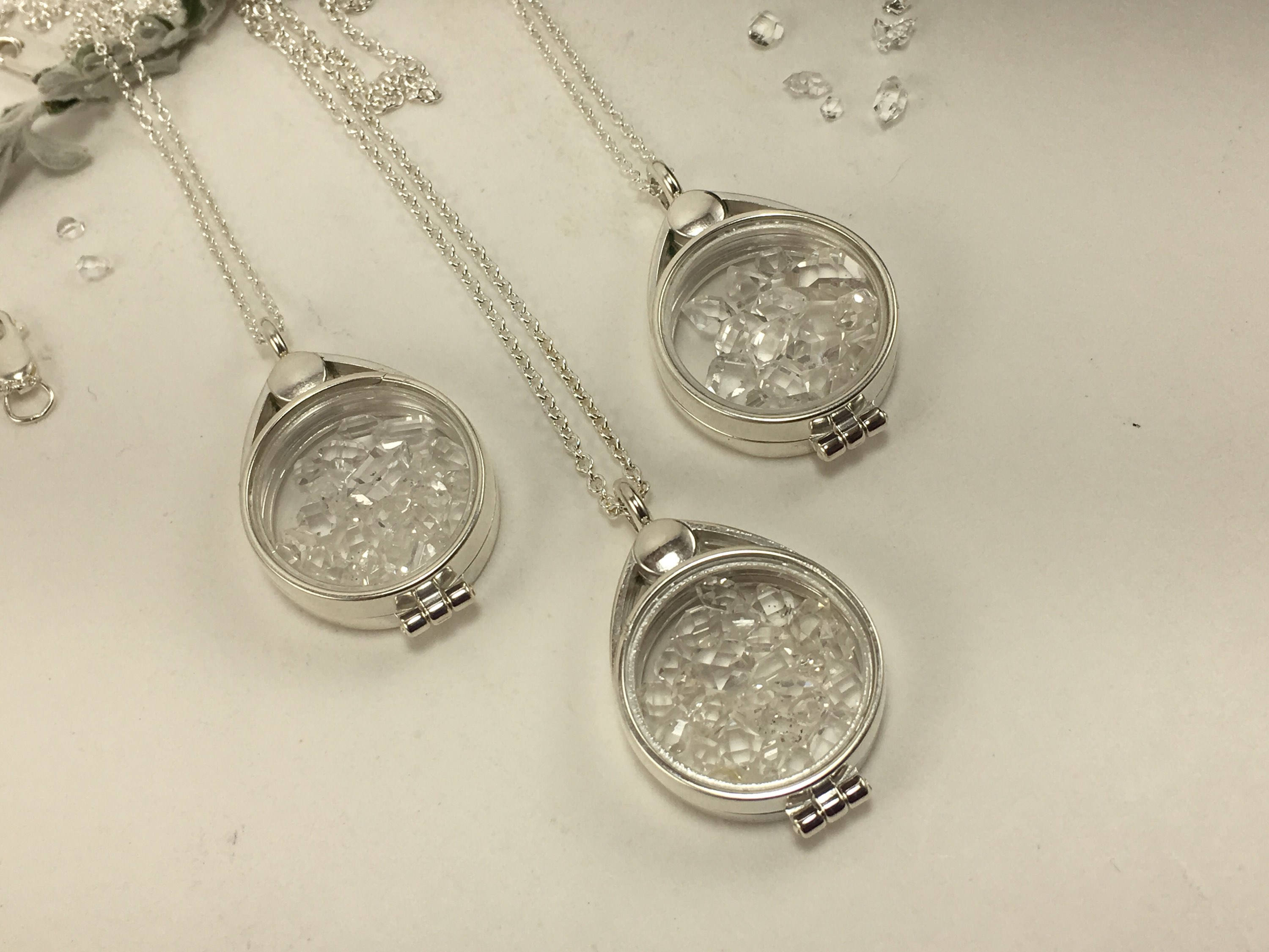 •LIL' TRIO DROP• meteorite + herkimer sterling silver necklace (18