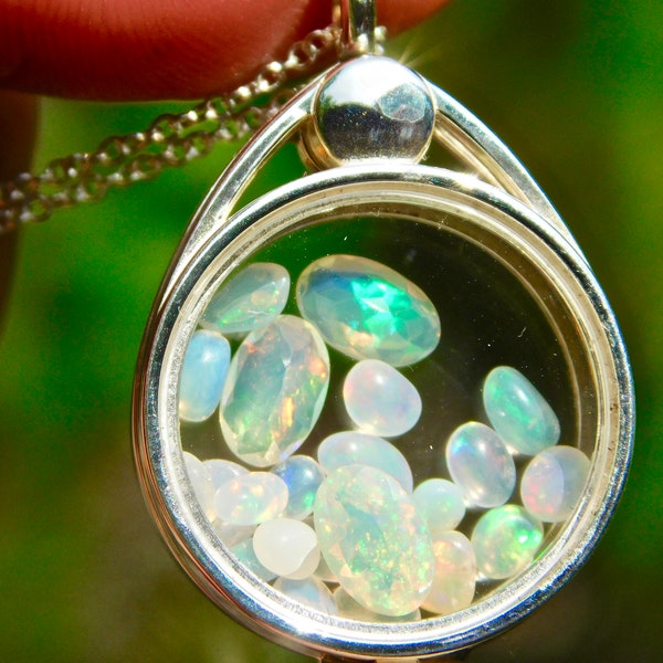 Opal Locket Necklace Etsy
