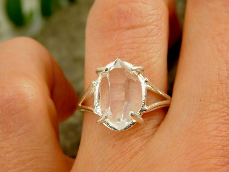 Herkimer Diamond RING Quartz Crystal Sterling Silver Size 6 Ring Natural Uncut Double Terminated Yoga Meditation Healing Crystal Necklace