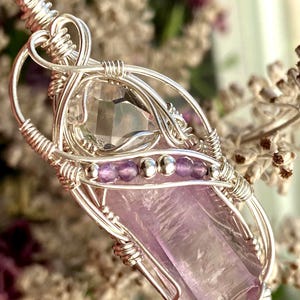 NY Herkimer Diamond & Vera Cruz Amethyst Pendant: Sterling Silver Quartz Crystal Necklace