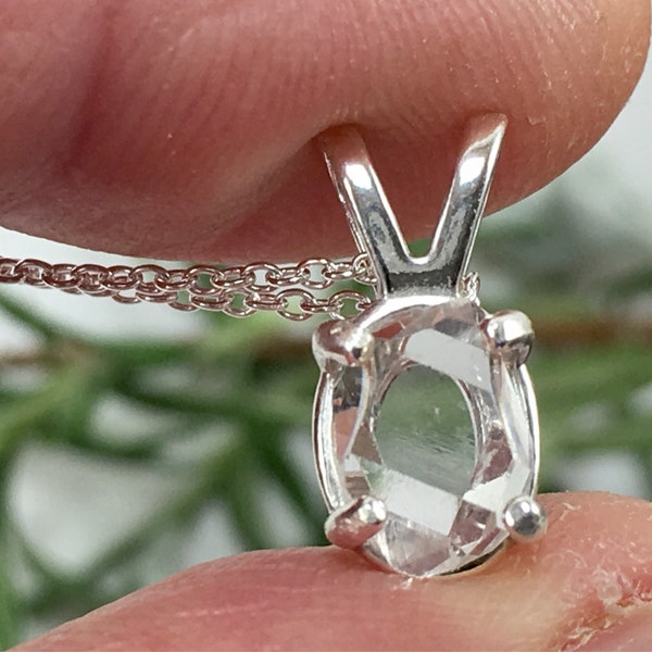 Clear Herkimer Diamond Pendant TOP SELLER A Grade Raw Natural Uncut Double Terminated Genuine NY Quartz Crystal Petite Necklace
