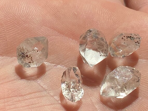 Crystals NY Double Terminated Quartz Crystals Lot Herkimer Diamond Lot of 10 Natural Jewelry Grade A Uncut Clear Beautiful Healing RARE